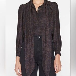 Frame Femme Tie Neck Blouse
in Espresso Multi